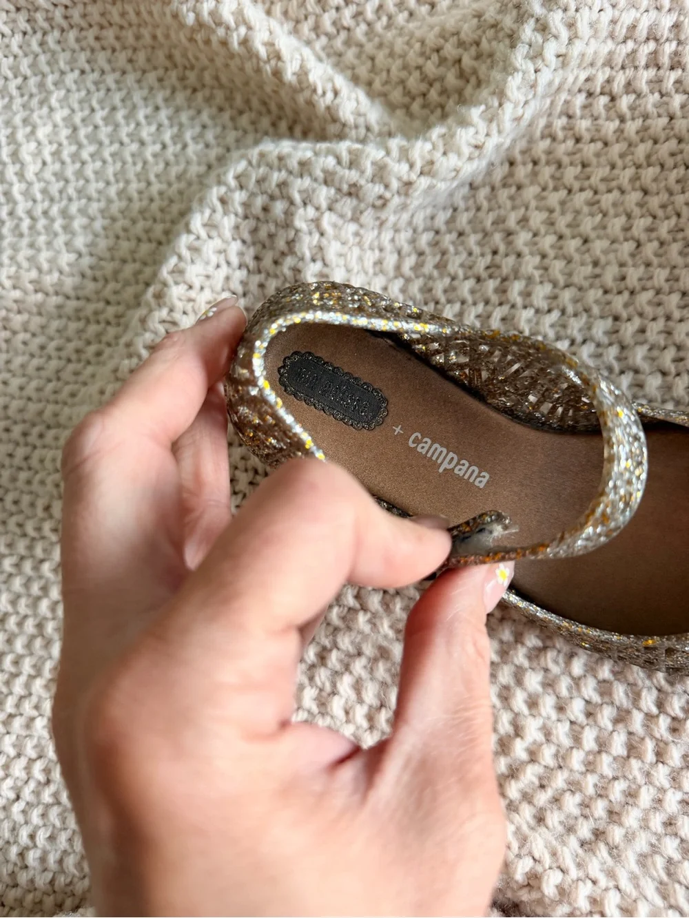 Melissa + Campana Gold & Silver Glitter Flats | Size 11